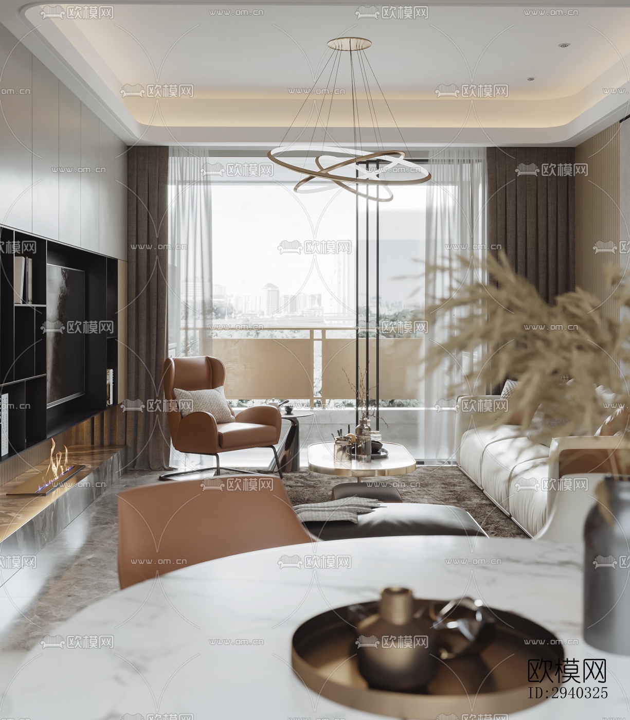 现代平层效果图下载（渲染图3）