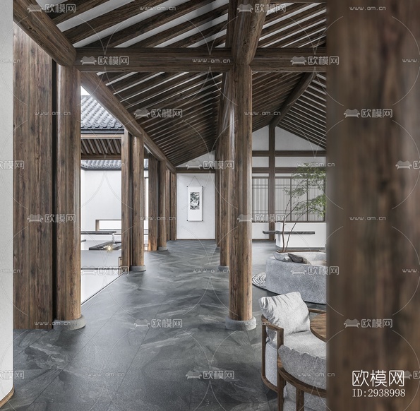 中式酒店民宿效果图下载(渲染图4)