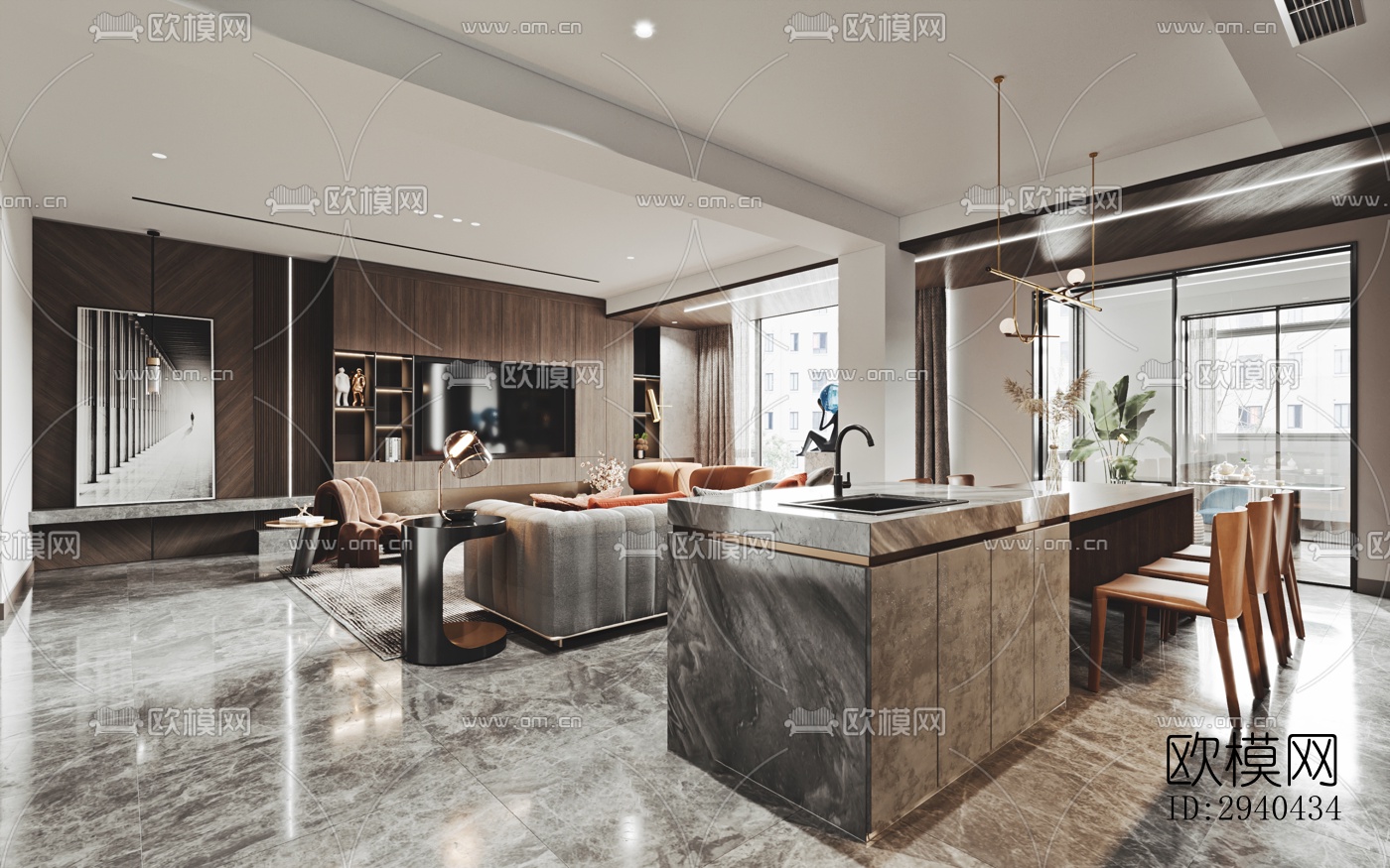 现代平层效果图下载（渲染图7）