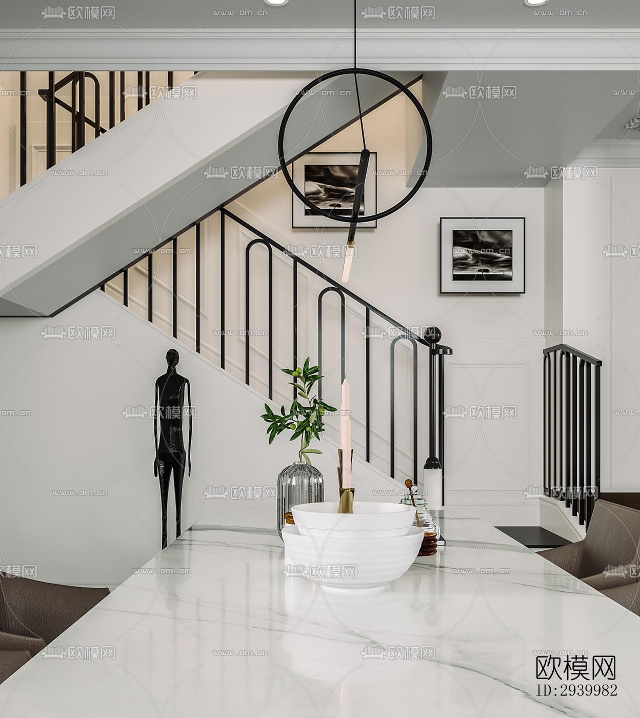 美式复式效果图下载（渲染图7）