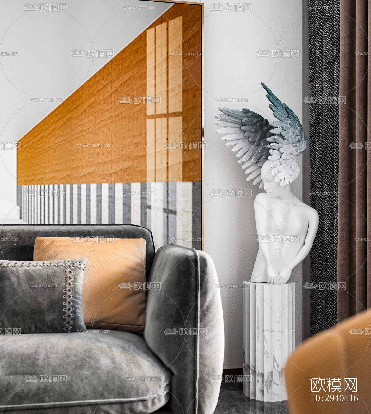 现代平层效果图下载（渲染图7）