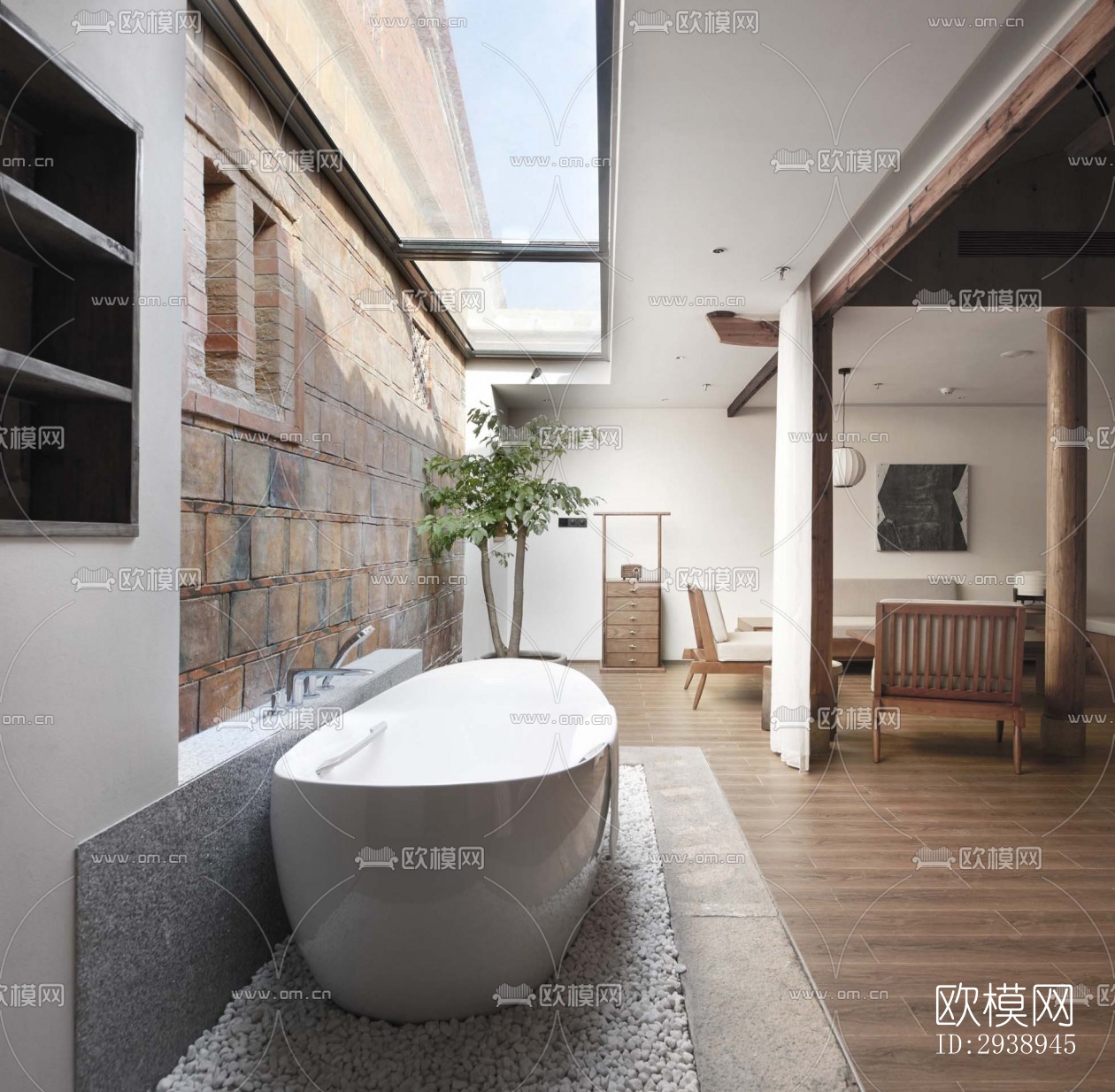 中式酒店民宿效果图下载（渲染图6）