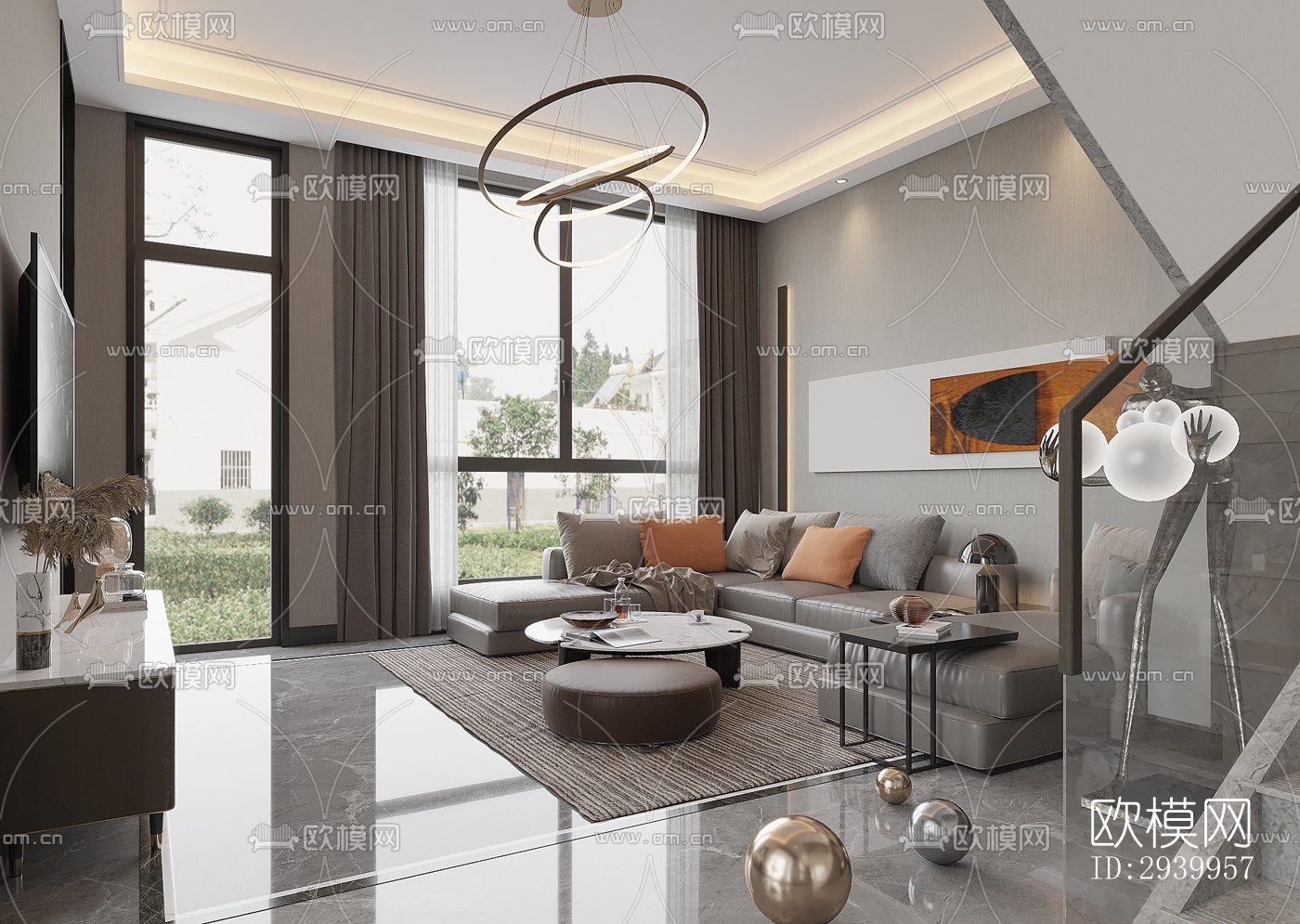 现代复式效果图下载（渲染图4）