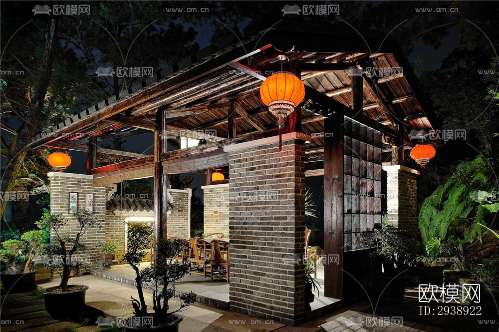 中式酒店民宿效果图下载（渲染图12）