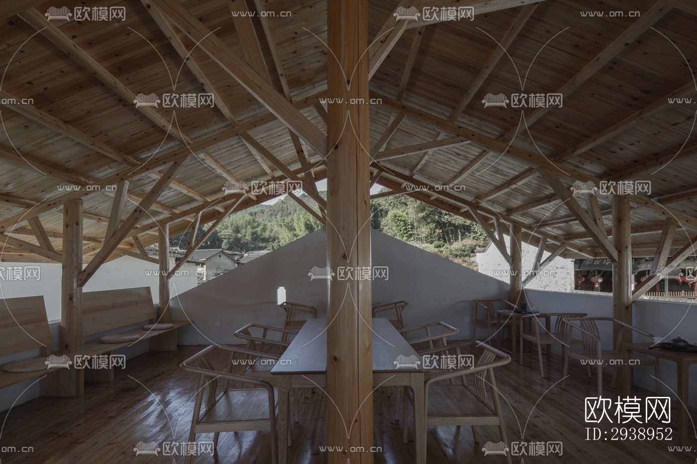 中式酒店民宿效果图下载（渲染图7）