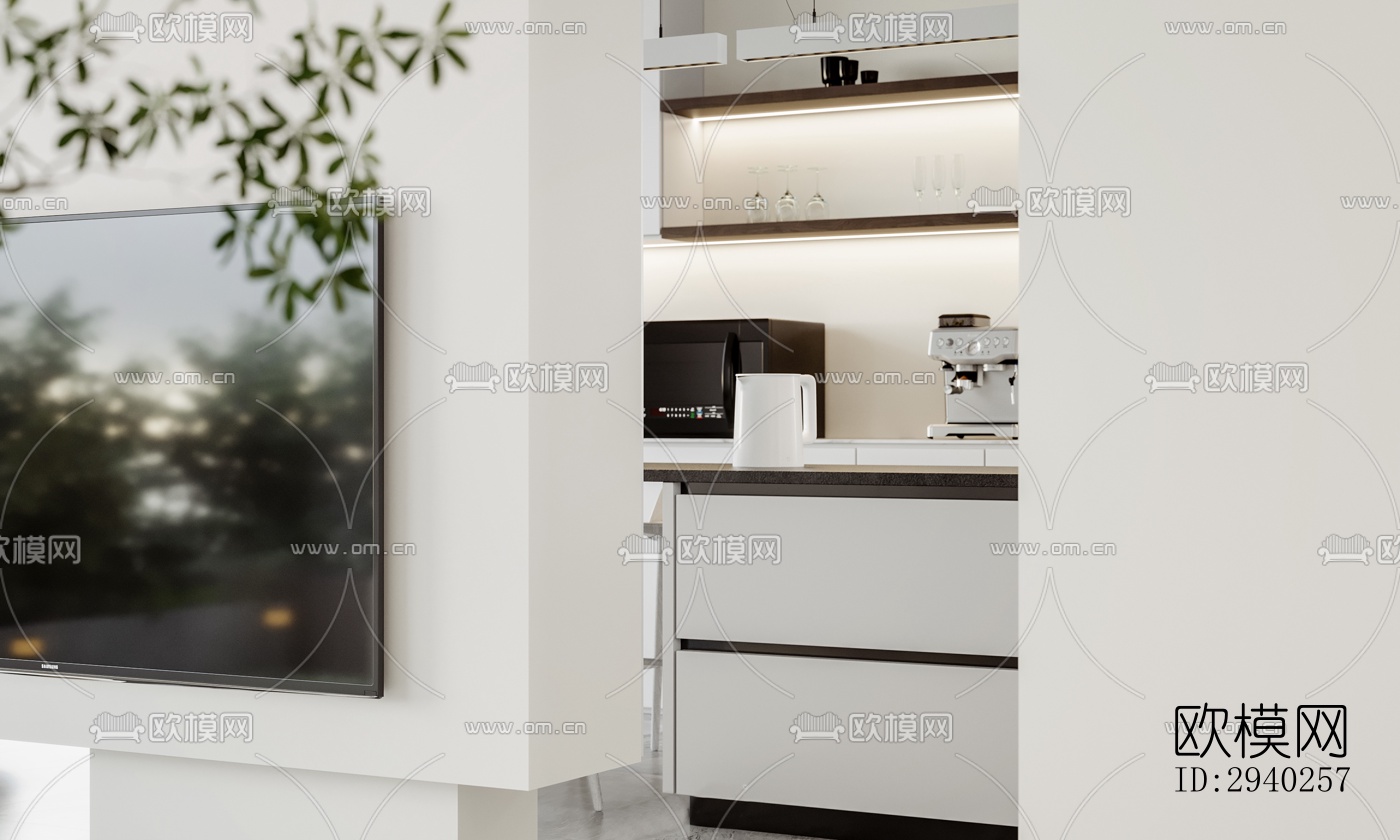 现代平层效果图下载（渲染图12）