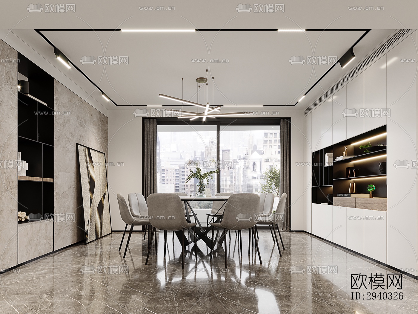 现代平层效果图下载（渲染图8）