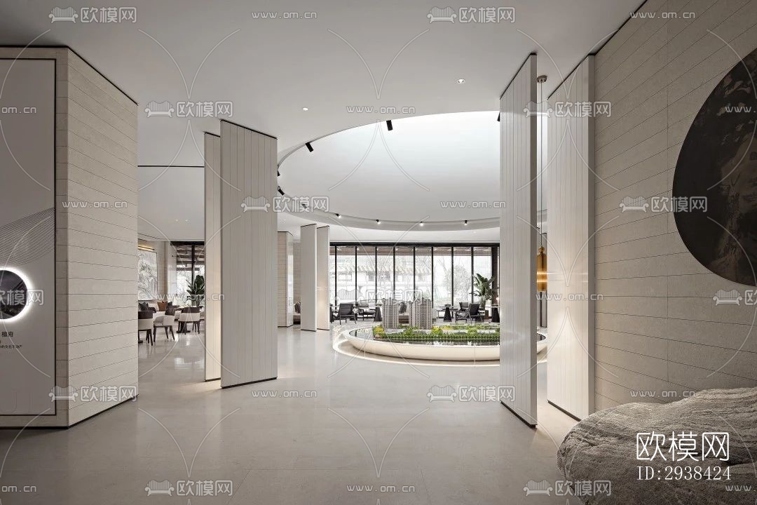 新中式售楼处效果图下载（渲染图2）