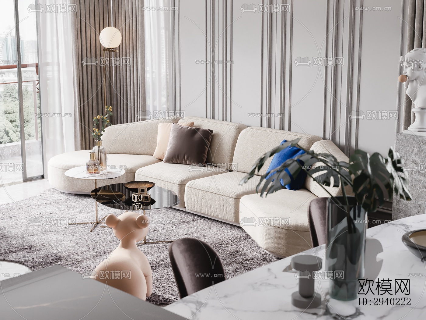 欧式平层效果图下载（渲染图12）