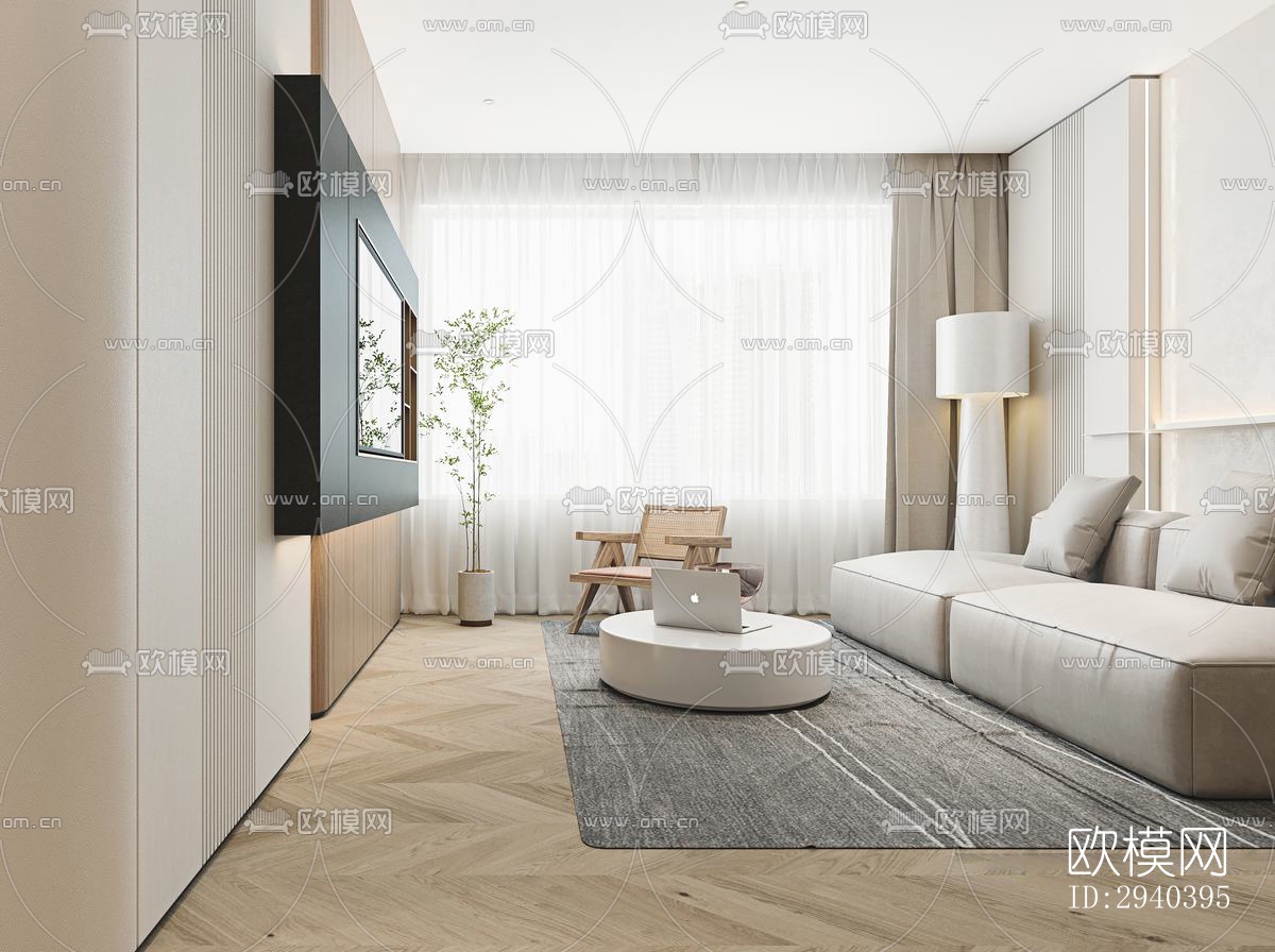 现代平层效果图下载（渲染图8）