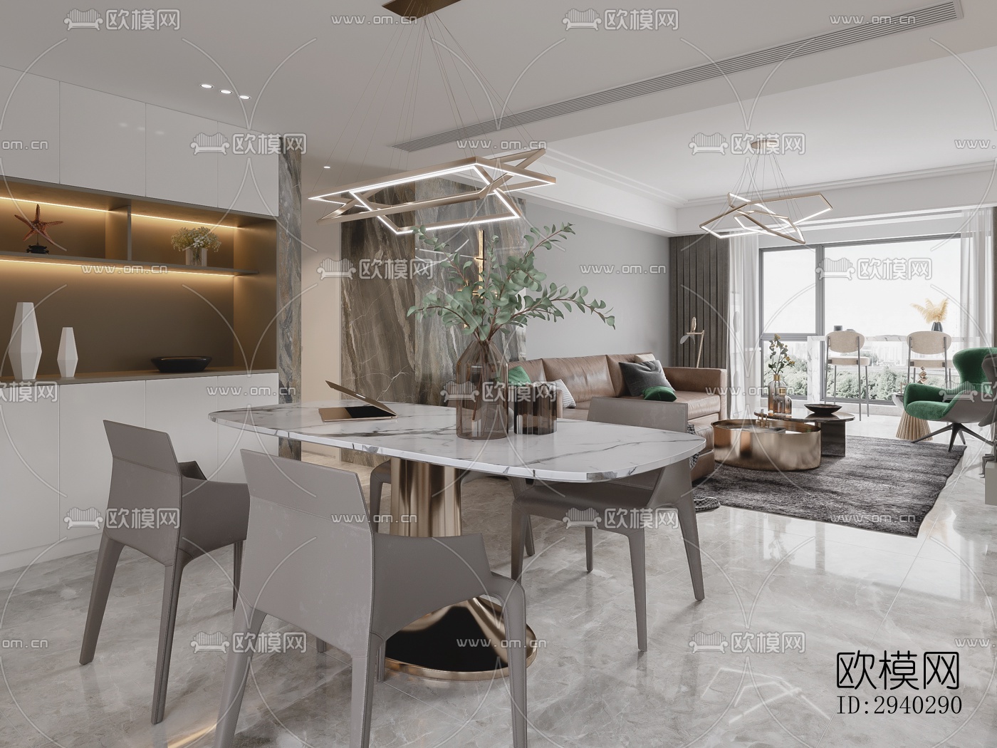 现代平层效果图下载（渲染图3）