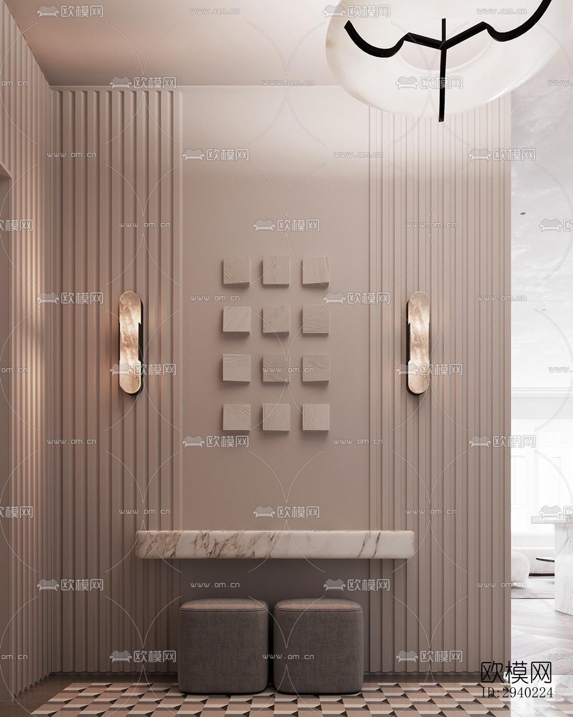 法式平层效果图下载（渲染图4）