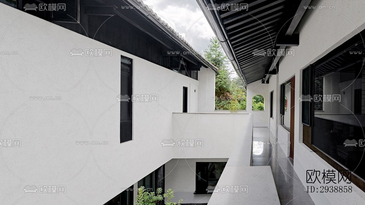 中式酒店民宿效果图下载（渲染图7）