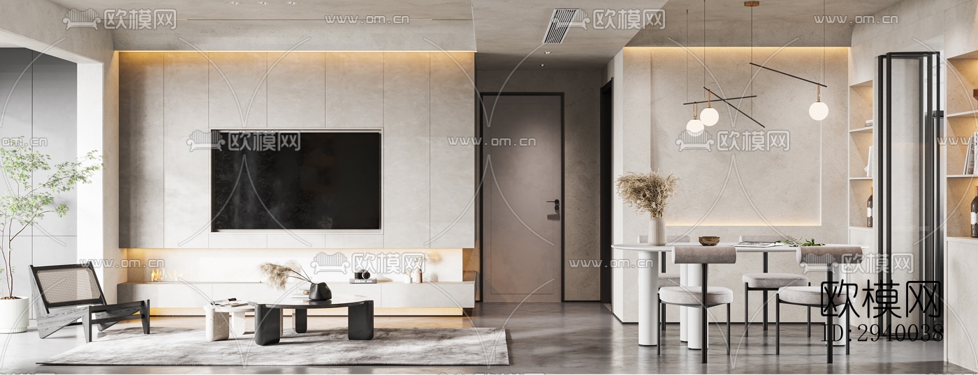 侘寂平层效果图下载（渲染图13）