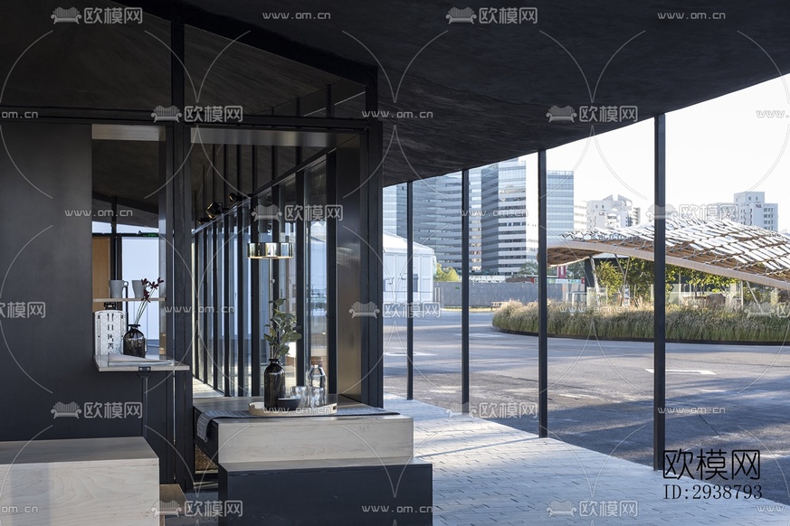 高級(jí)灰展覽展廳效果圖下載(渲染圖4)