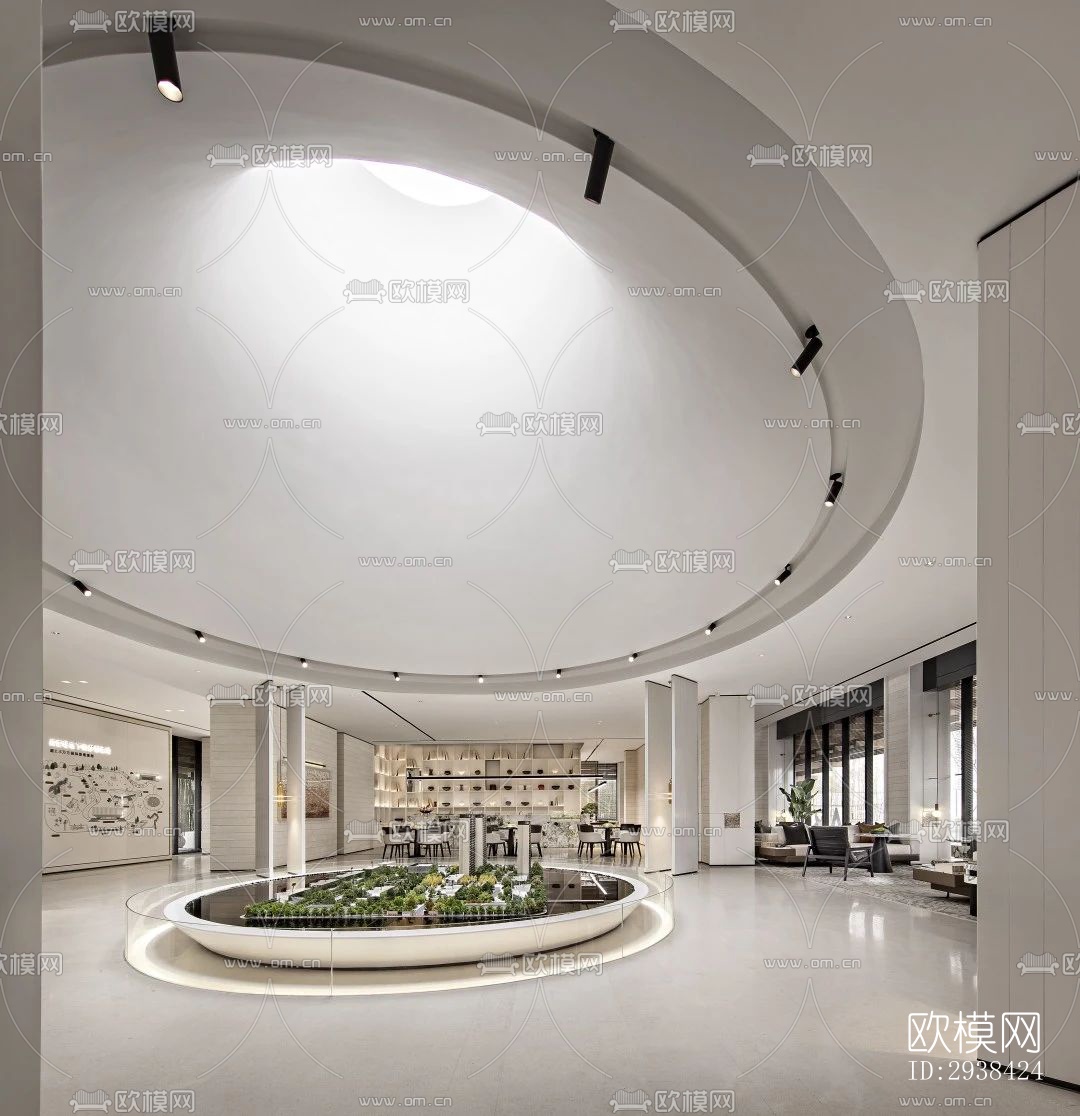 新中式售楼处效果图下载（渲染图3）