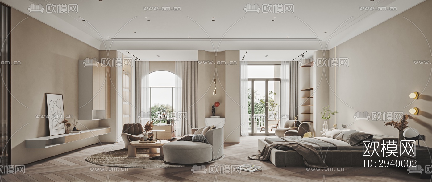 侘寂平层效果图下载（渲染图9）