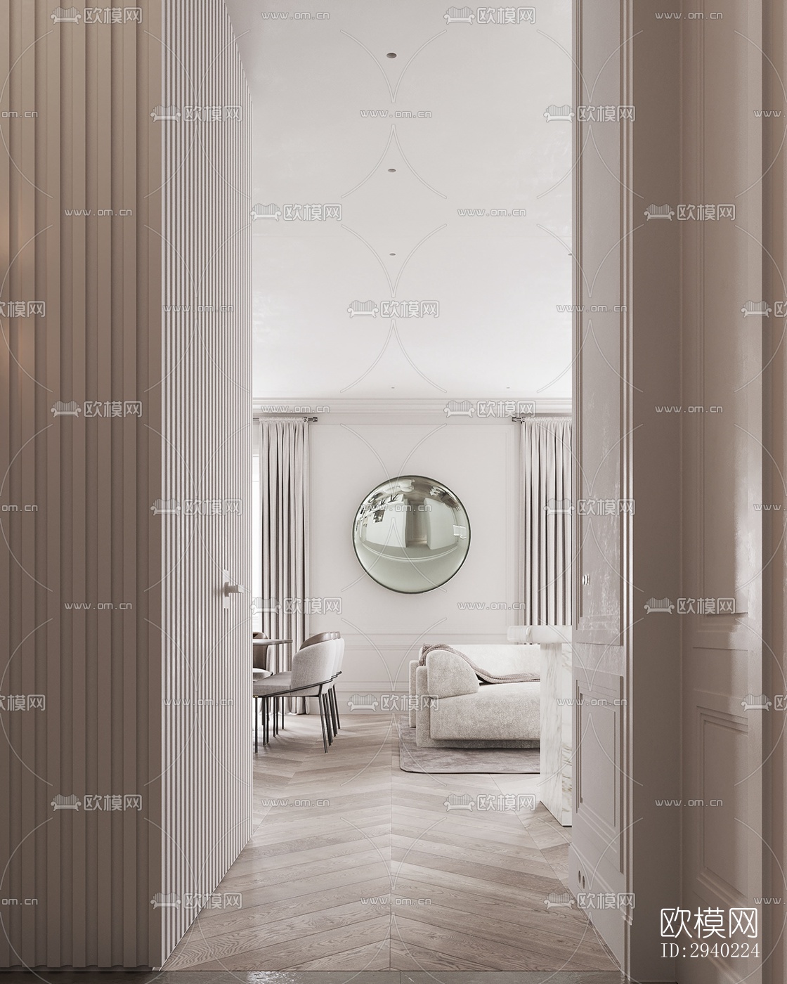 法式平层效果图下载（渲染图3）