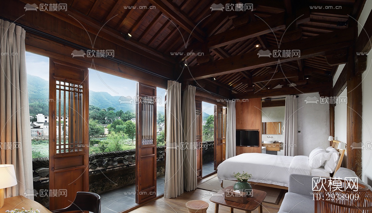 中式酒店民宿效果图下载（渲染图13）