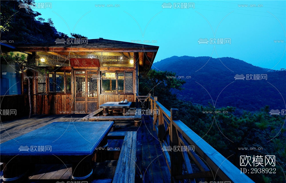 中式酒店民宿效果图下载（渲染图6）