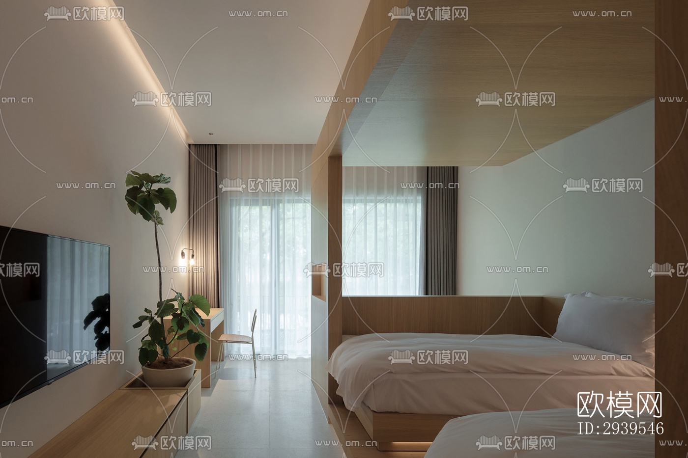 现代酒店民宿效果图下载（渲染图10）