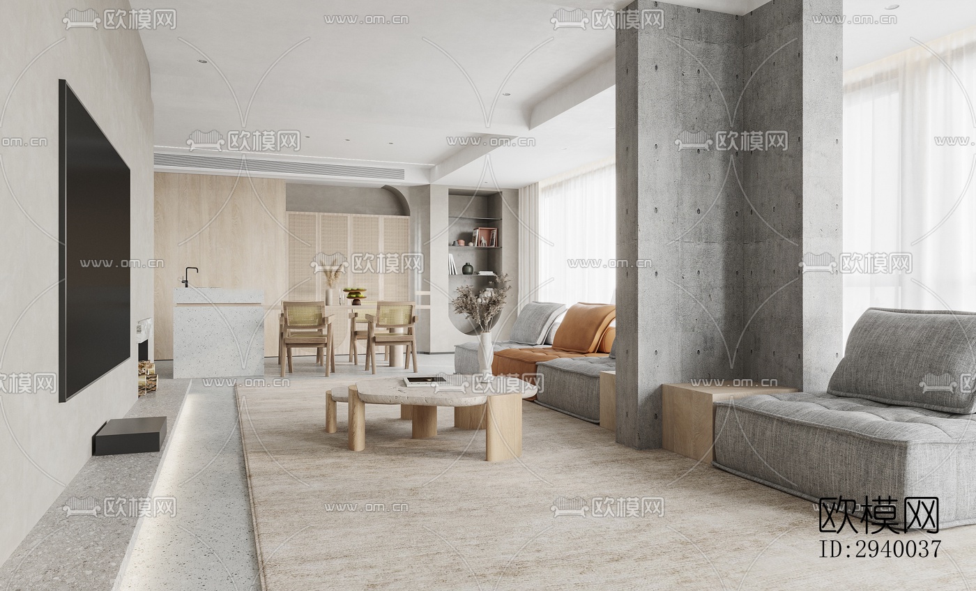 侘寂平层效果图下载（渲染图5）