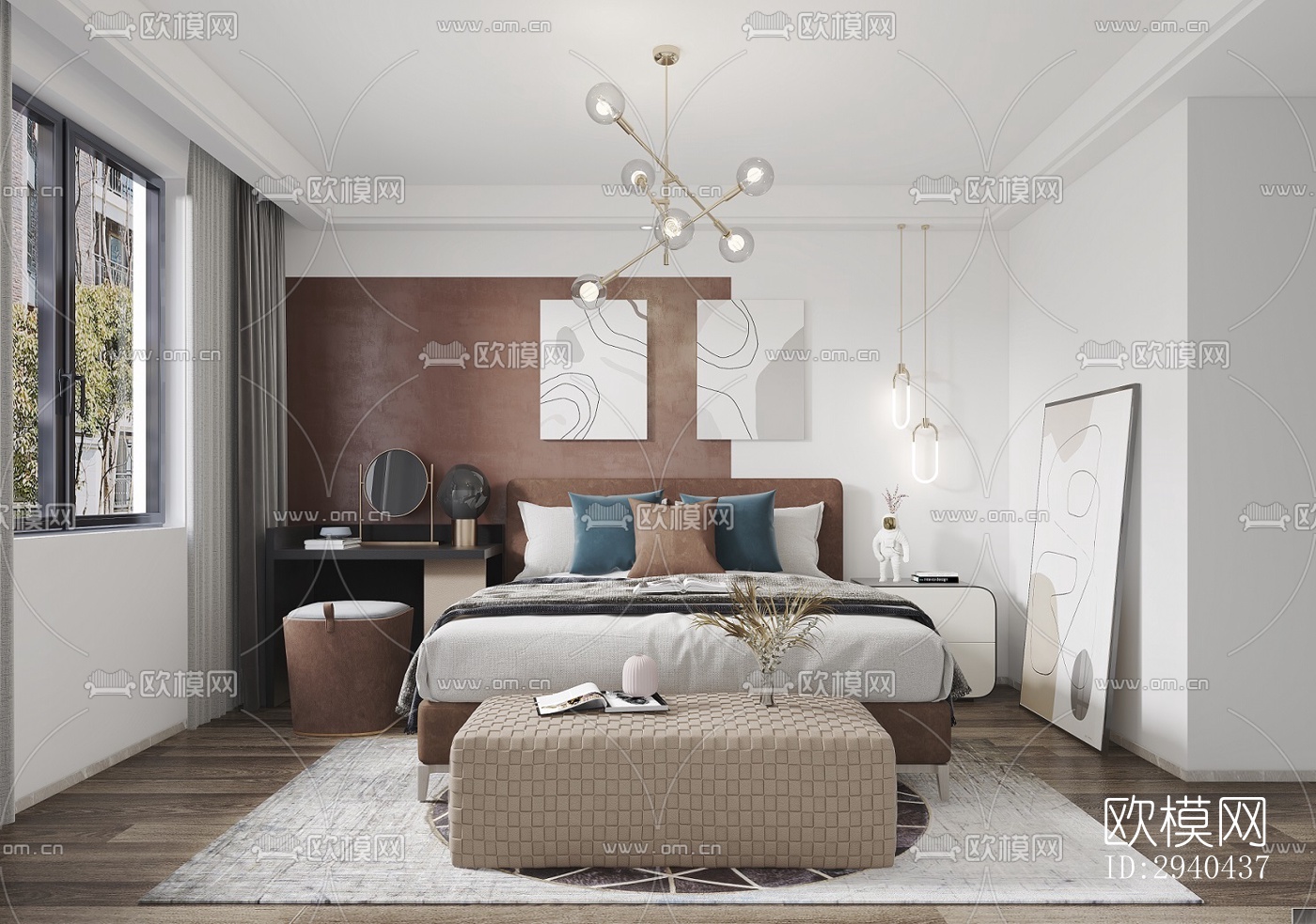 现代平层效果图下载（渲染图8）