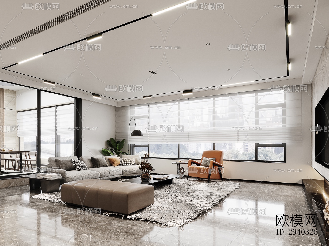 现代平层效果图下载（渲染图2）