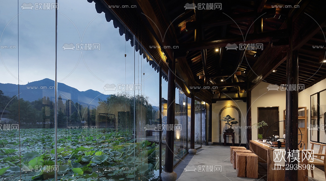 中式酒店民宿效果图下载（渲染图6）