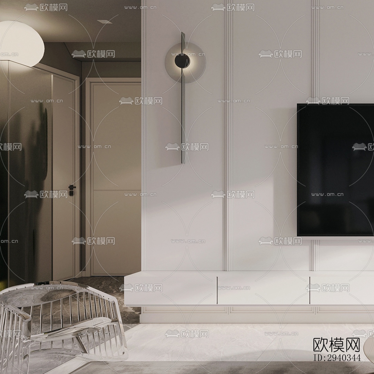 现代平层效果图下载（渲染图8）