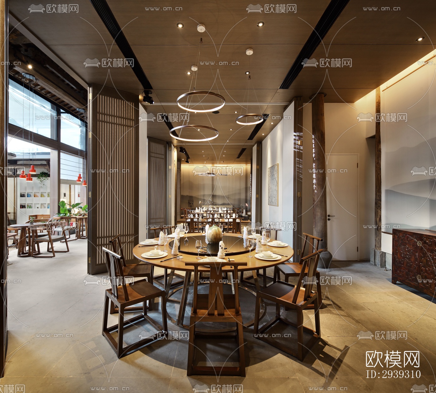 新中式酒店民宿效果图下载（渲染图19）