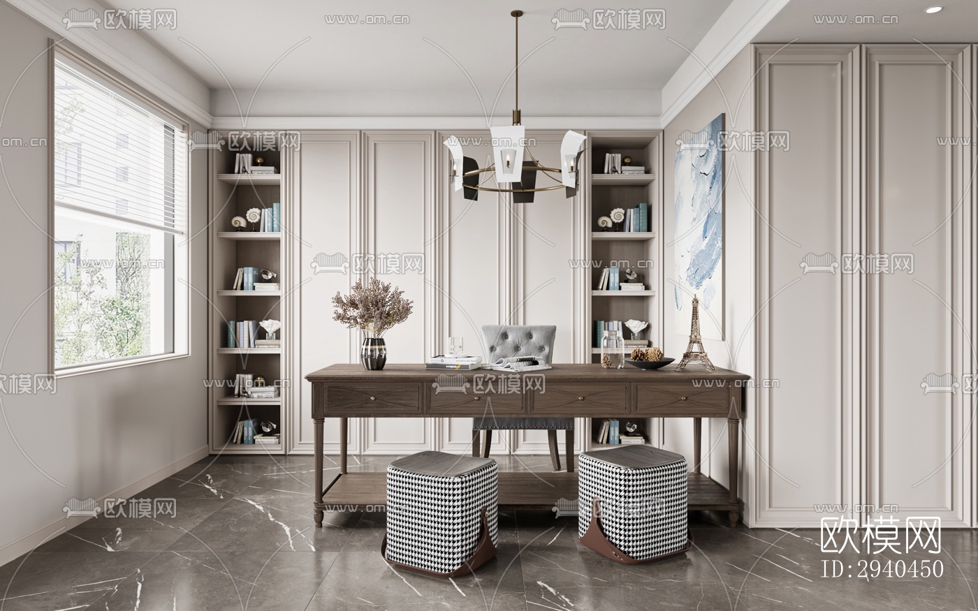 美式平层效果图下载（渲染图8）