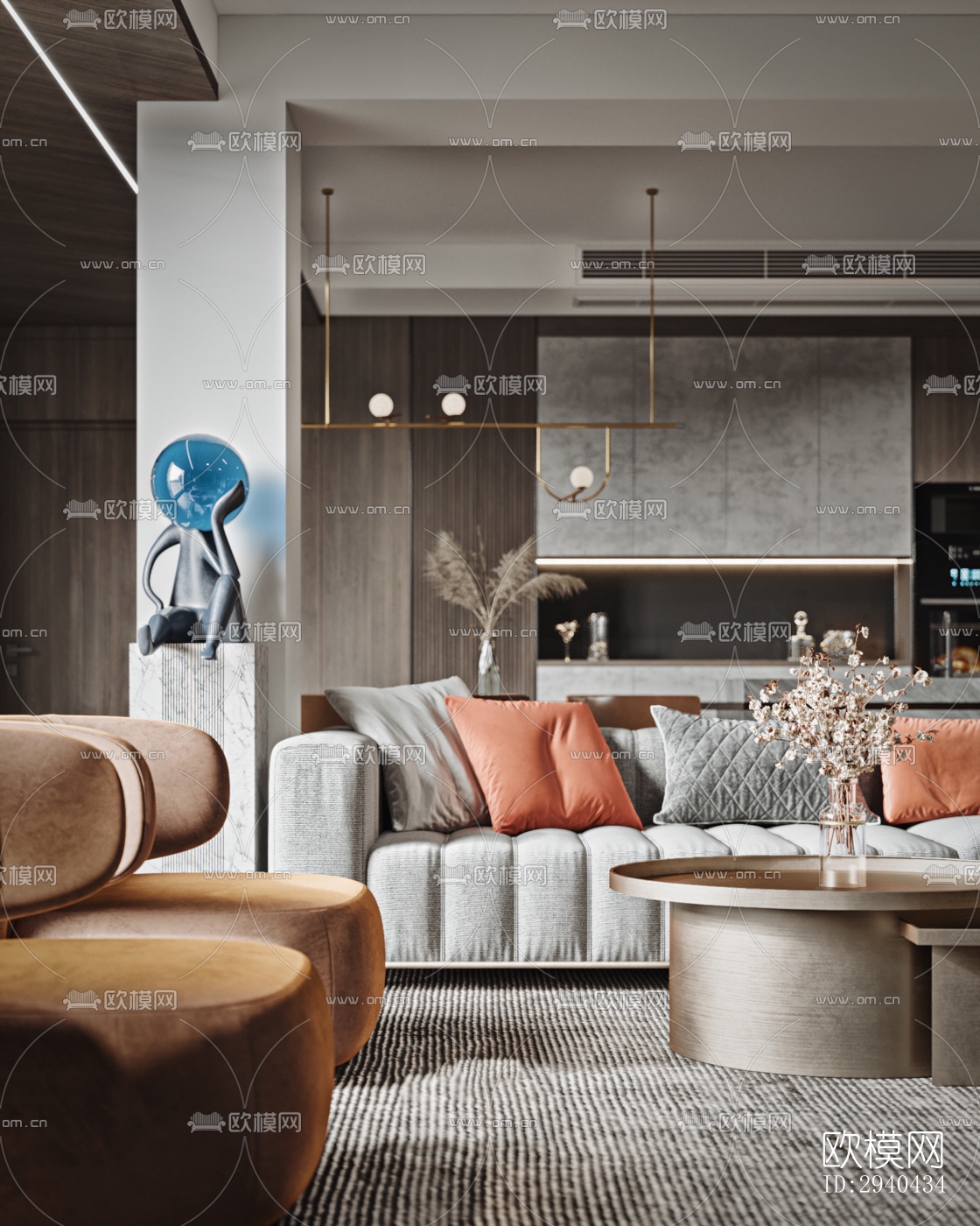 现代平层效果图下载（渲染图5）