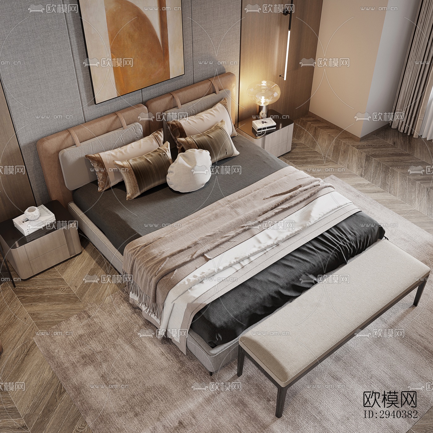 现代平层效果图下载（渲染图9）