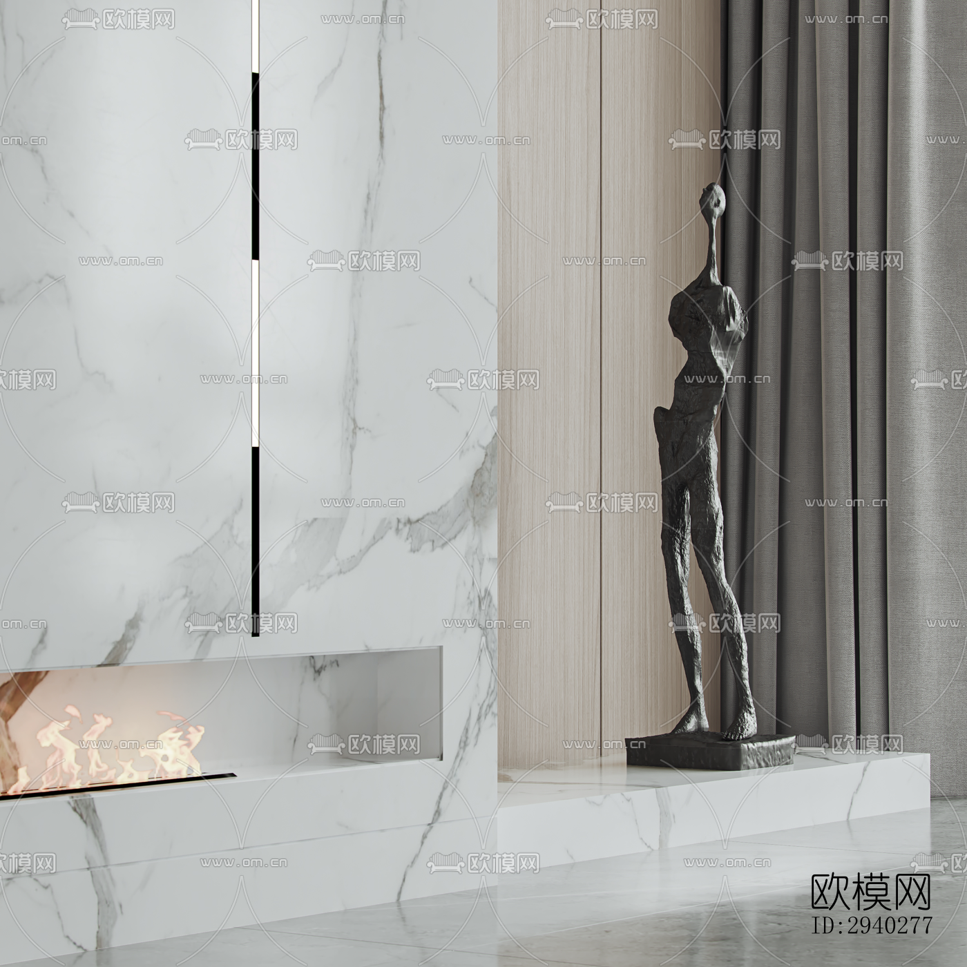 现代平层效果图下载（渲染图6）