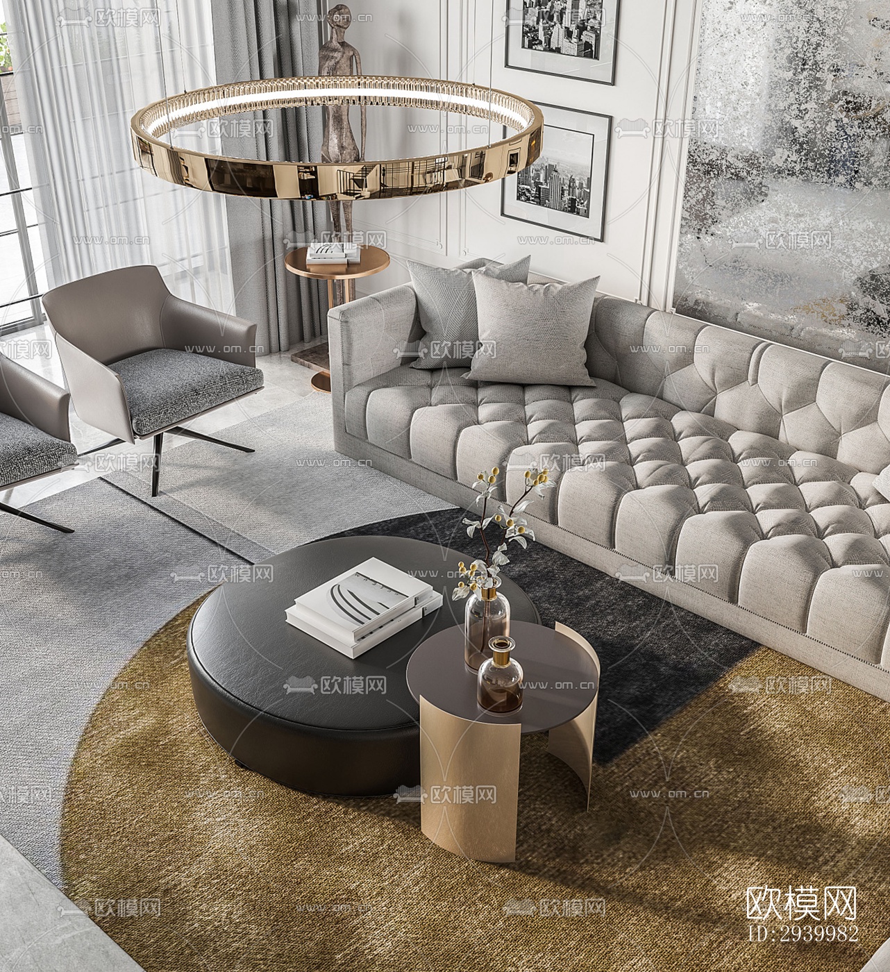 美式复式效果图下载（渲染图5）