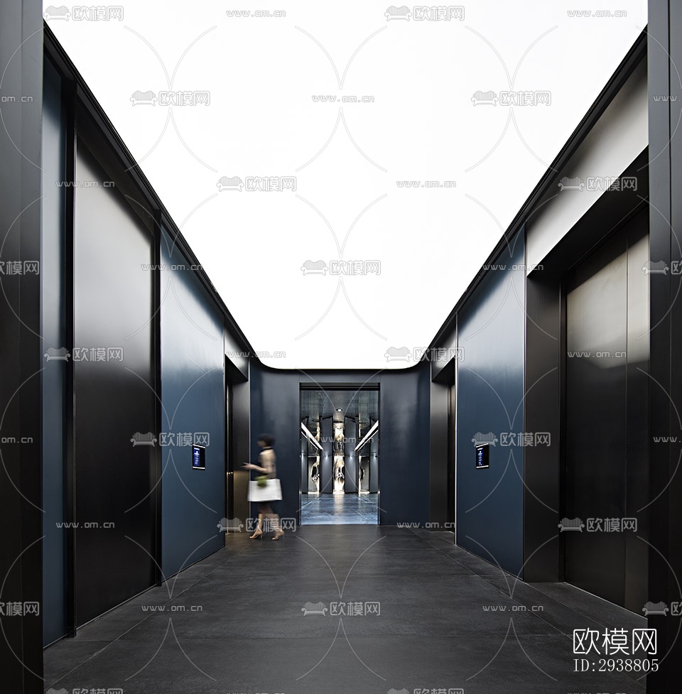 高级灰展览展厅效果图下载（渲染图3）