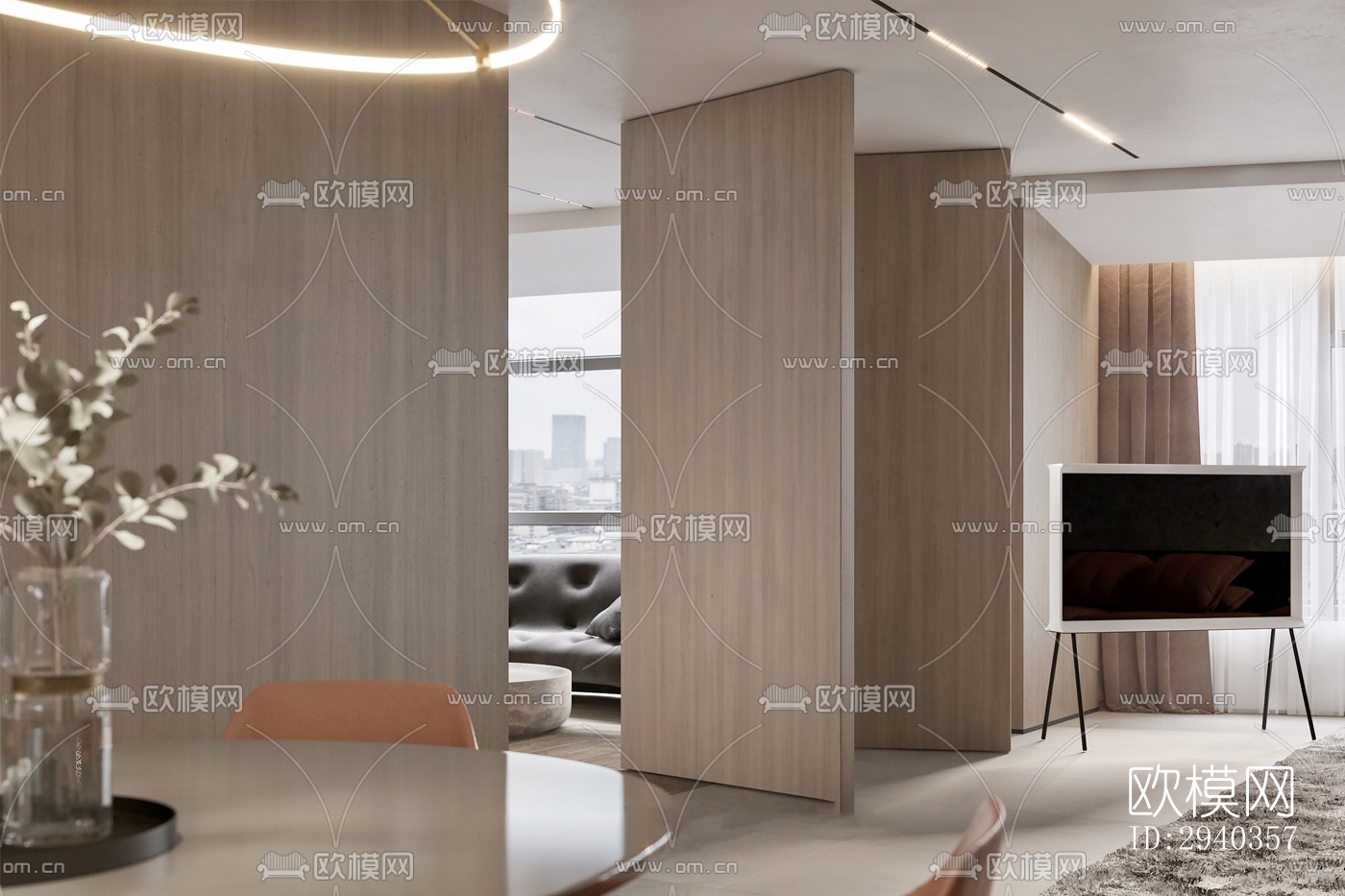 现代平层效果图下载（渲染图3）