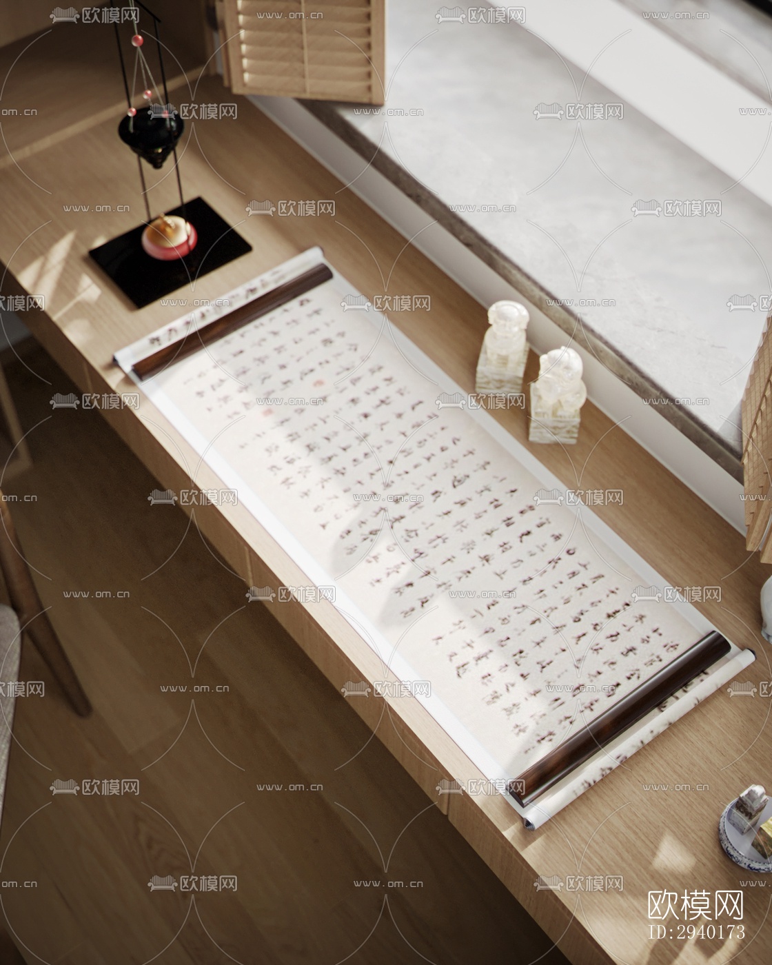 新中式平层效果图下载（渲染图5）