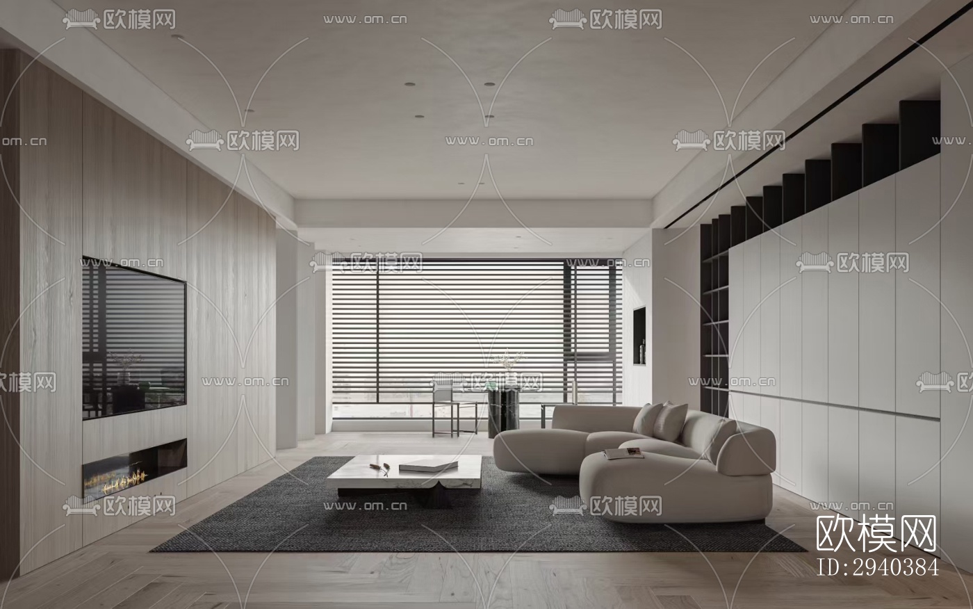 现代平层效果图下载（渲染图1）