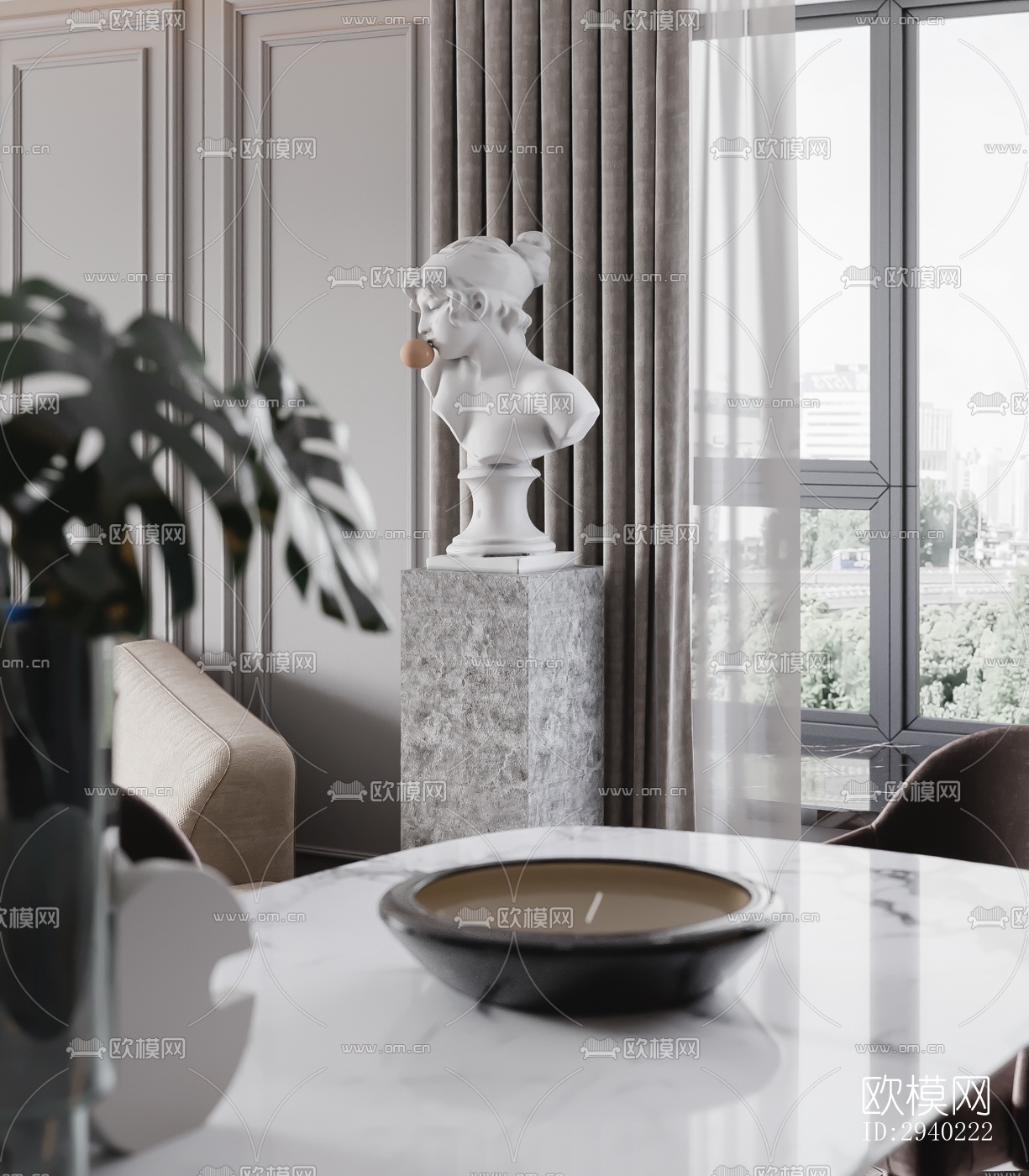 欧式平层效果图下载（渲染图4）