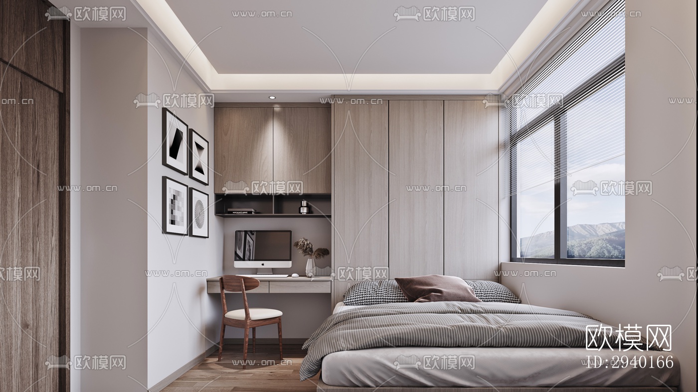 新中式平层效果图下载（渲染图9）