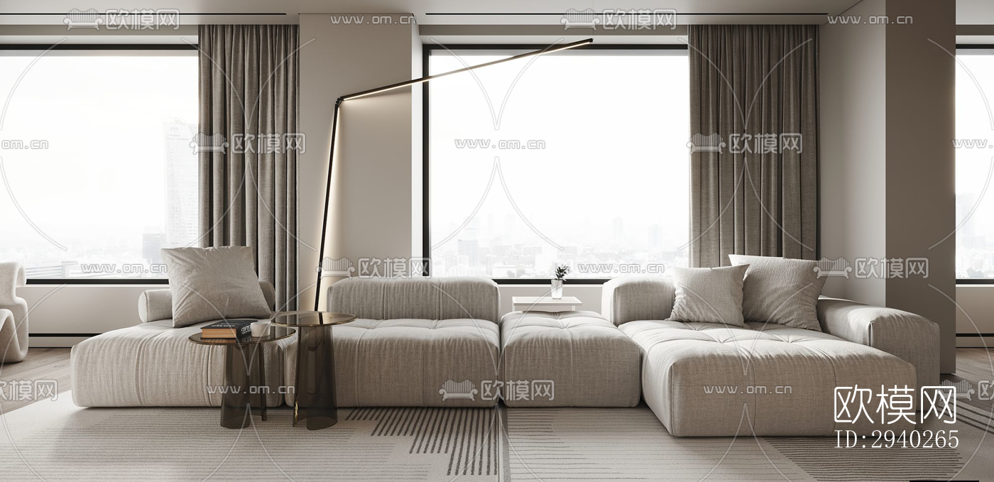 现代平层效果图下载（渲染图13）