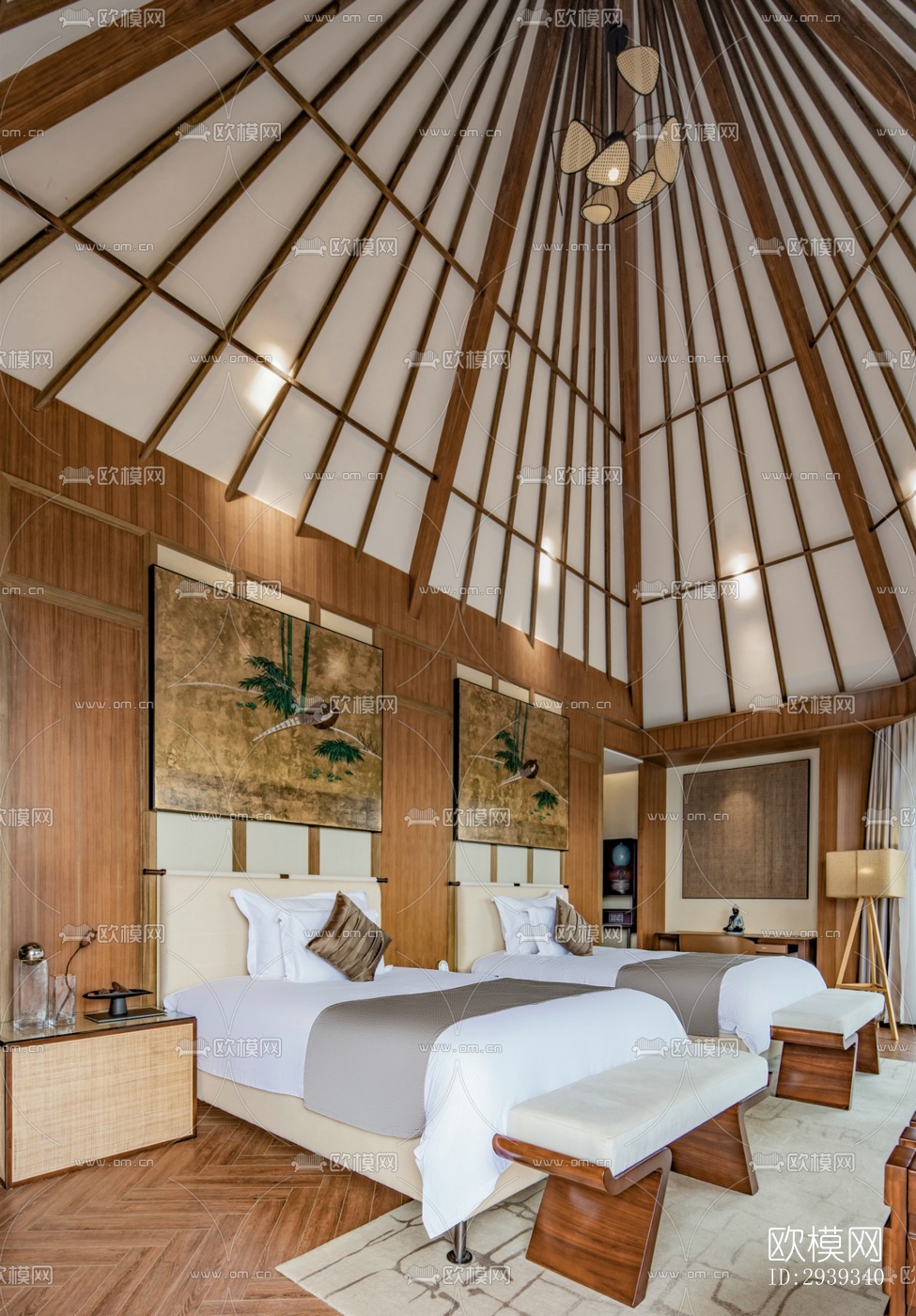 新中式酒店民宿效果图下载（渲染图6）