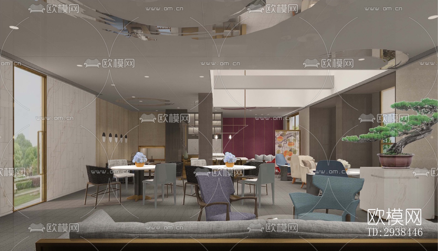 新中式售楼处效果图下载（渲染图12）