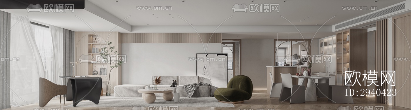 现代平层效果图下载（渲染图1）