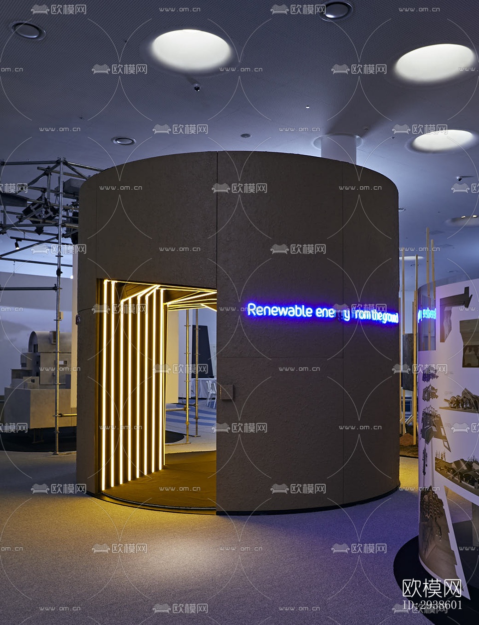 工业风展览展厅效果图下载（渲染图3）