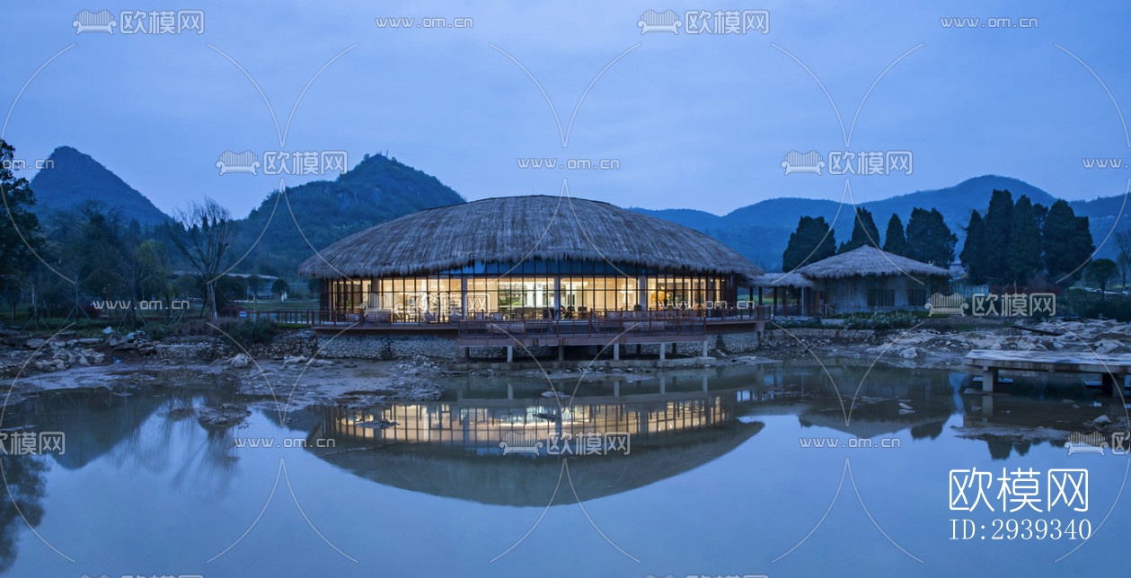 新中式酒店民宿效果图下载（渲染图1）