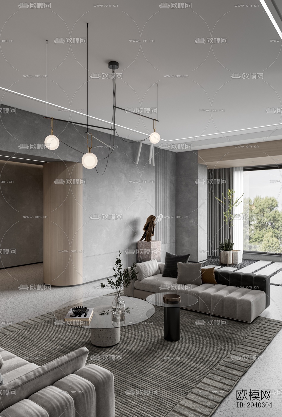 现代平层效果图下载（渲染图12）