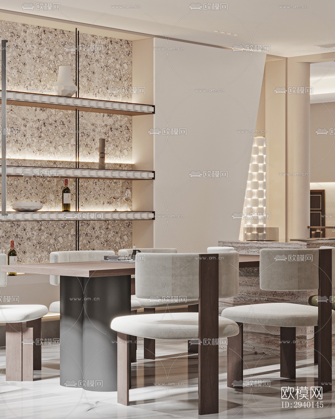 奶油风平层效果图下载（渲染图1）